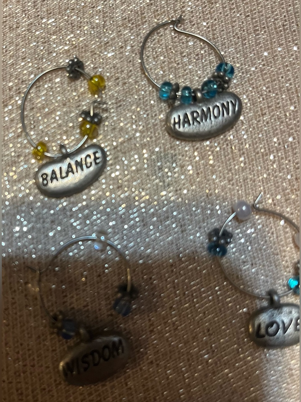 Handcrafted Wine Glass Charms Inspirational Words Silver Tone Pewter Pendents 4 - Picture 4 of 6